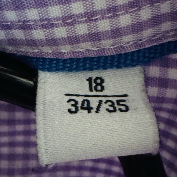 Guy Laroche Paris Mens Long Sleeve Shirt Size 18 34/35 Lilac Gingham Non Iron - Picture 5 of 10